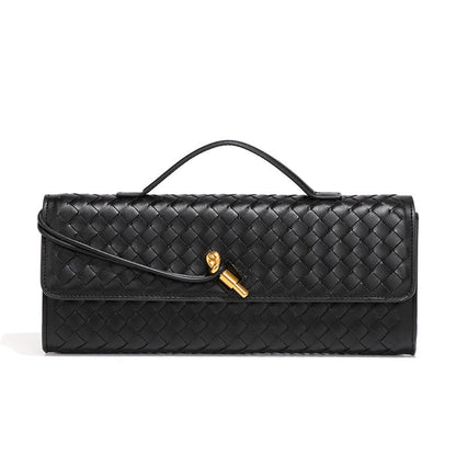 Women's Style Horizontal Soft Leather Metal Hand-held Handbags