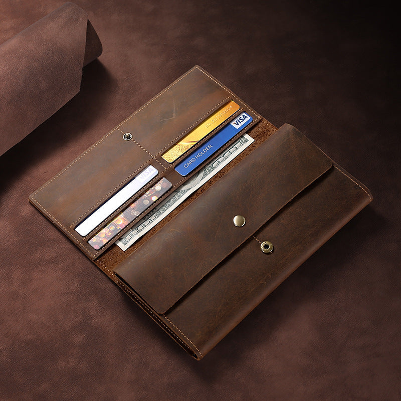 Men's Horse Leather Long Genuine Hand-held Multiple Slots Men's Wallets