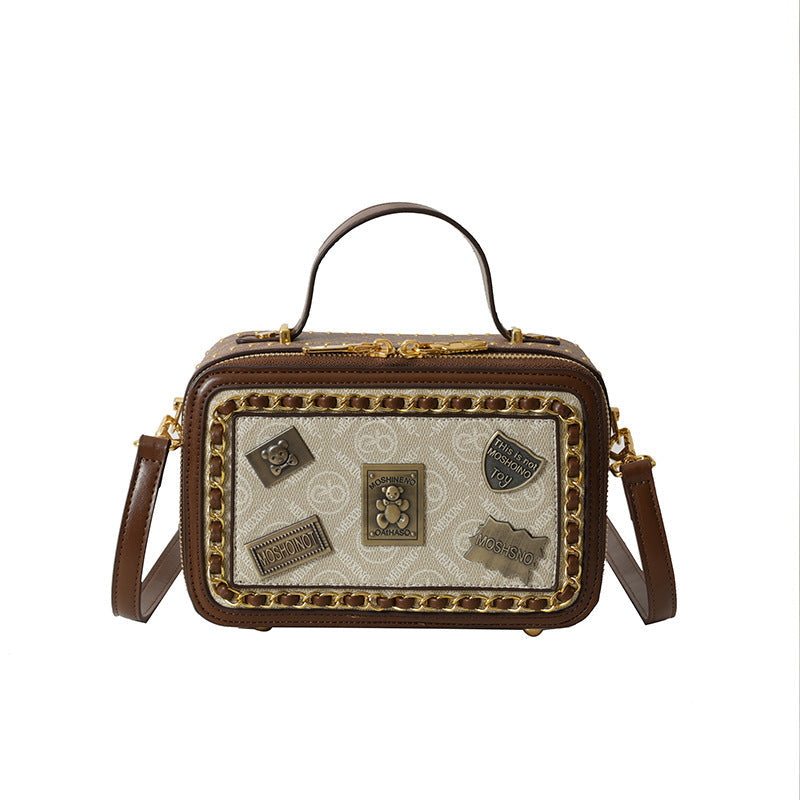 Women's High-grade Retro Badge Box Fashionable Handmade Small Square Bags