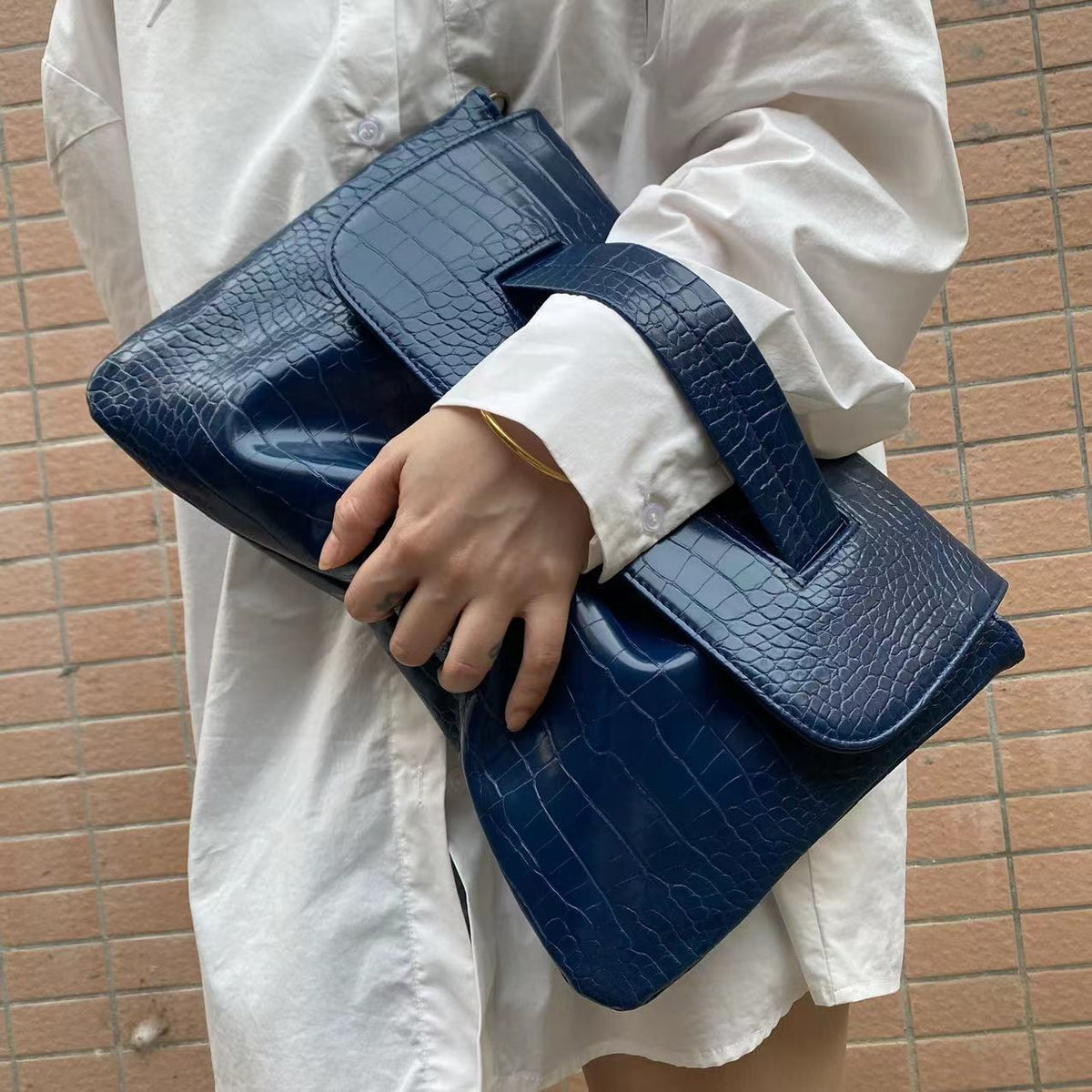 Pattern Strap Clutch Large Capacity File Handbags