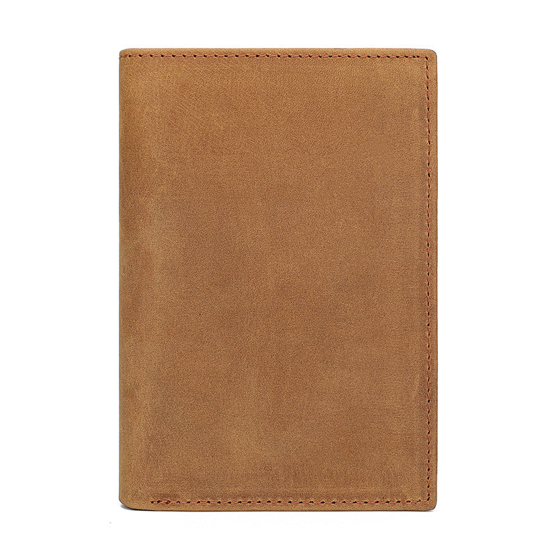 Men's Vintage Leather Passport Wrapper Crazy Horse Card Holder