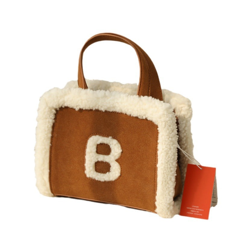 Women's Live Lamb Real Wool Down Portable Handbags