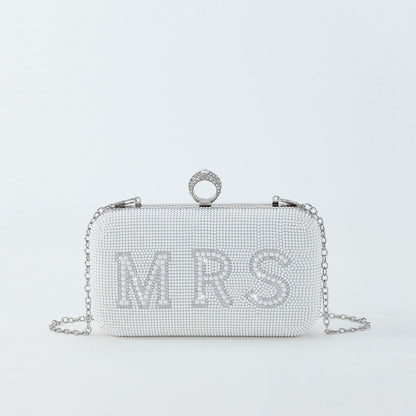 English Letters Rhinestone Pearl Dinner Wedding Bags
