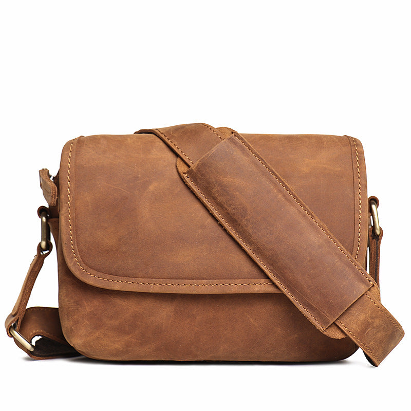 Women's & Men's Crazy Horse Leather Retro Large Capacity Small Square Bags