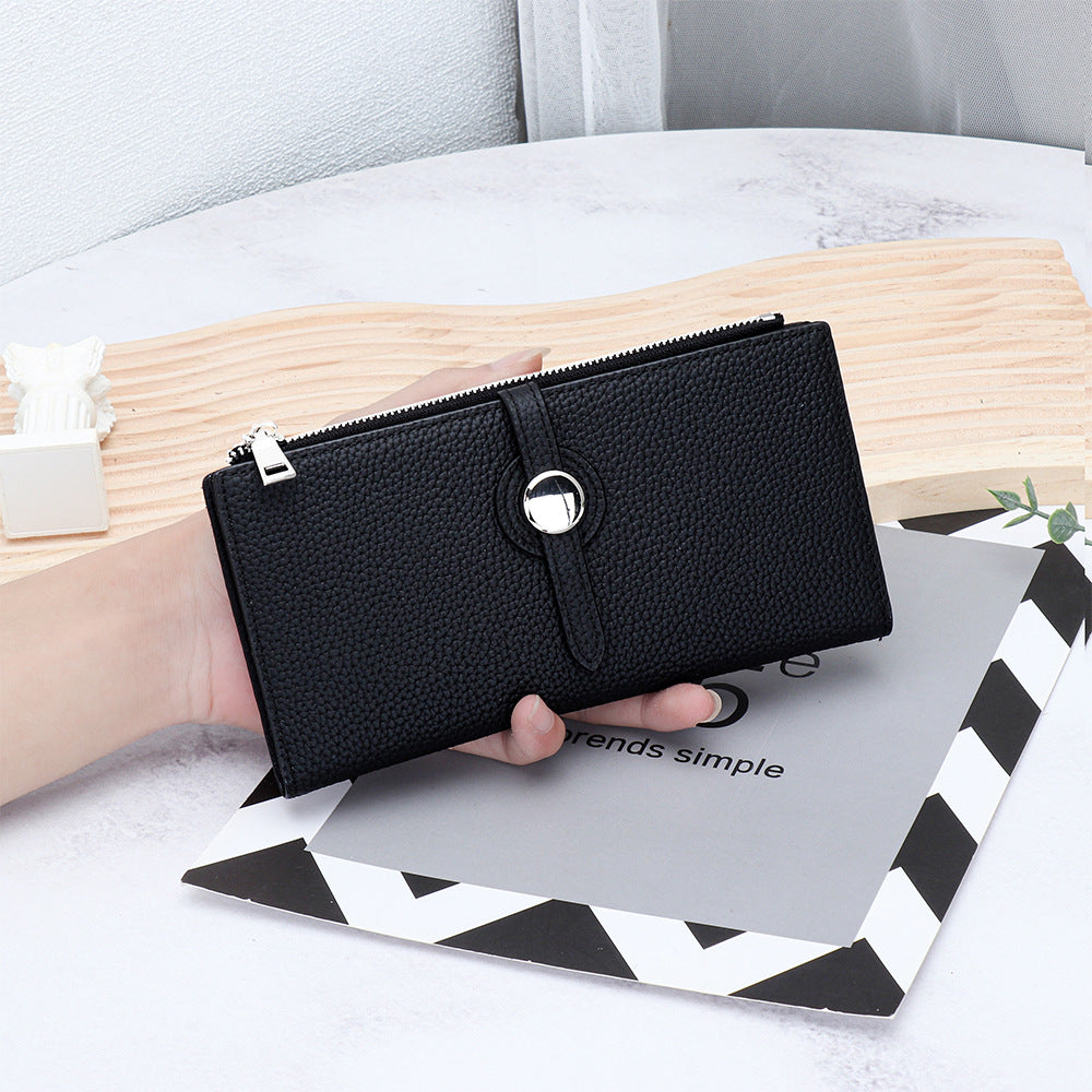 Layer Cowhide Long Fashion Fold Large Ladies Wallets
