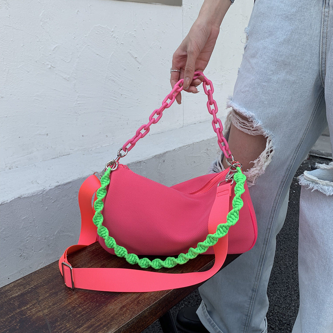 Macaron Female Fashion Grid Chain Large Shoulder Bags