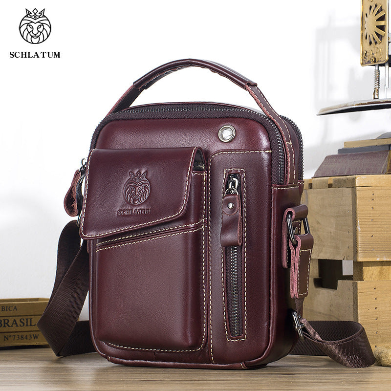 Men's First Layer Cowhide Retro Leather Packet Men's Shoulder Bags