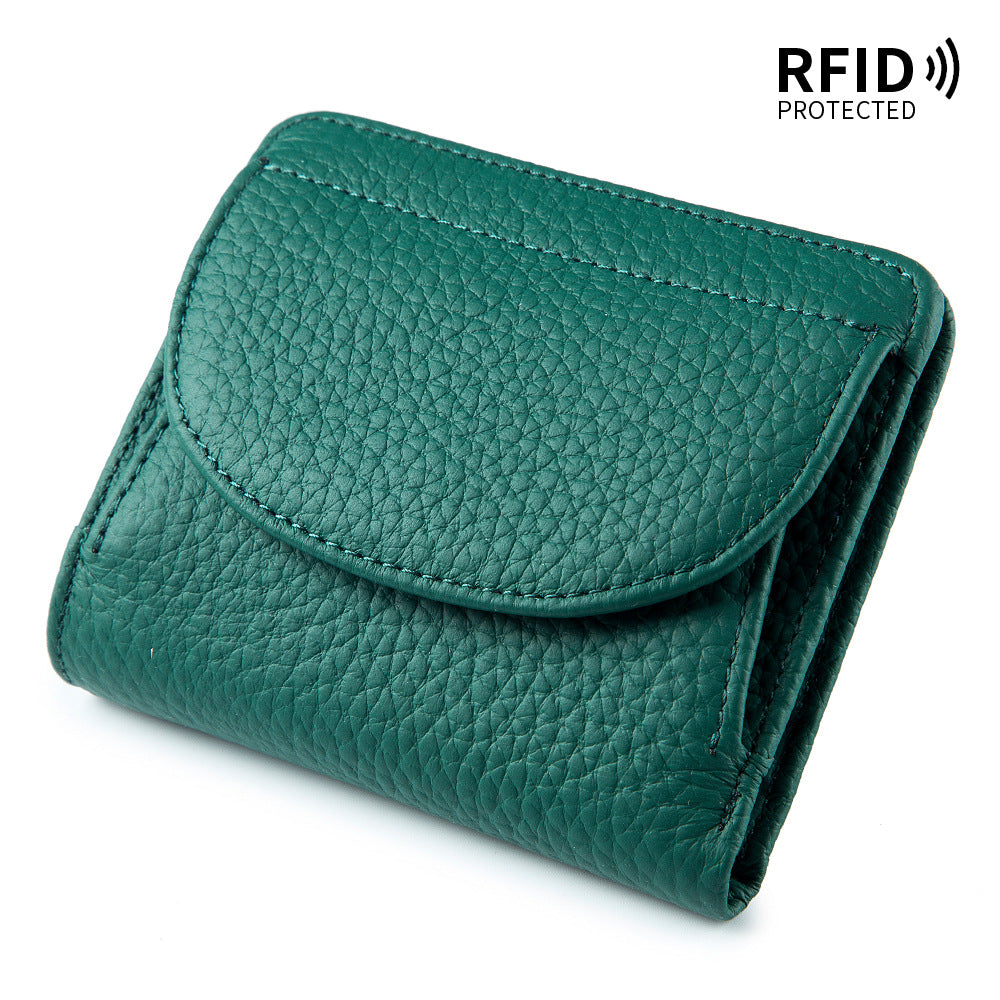 Mini Folding Simple Genuine Leather Female Ladies Wallets