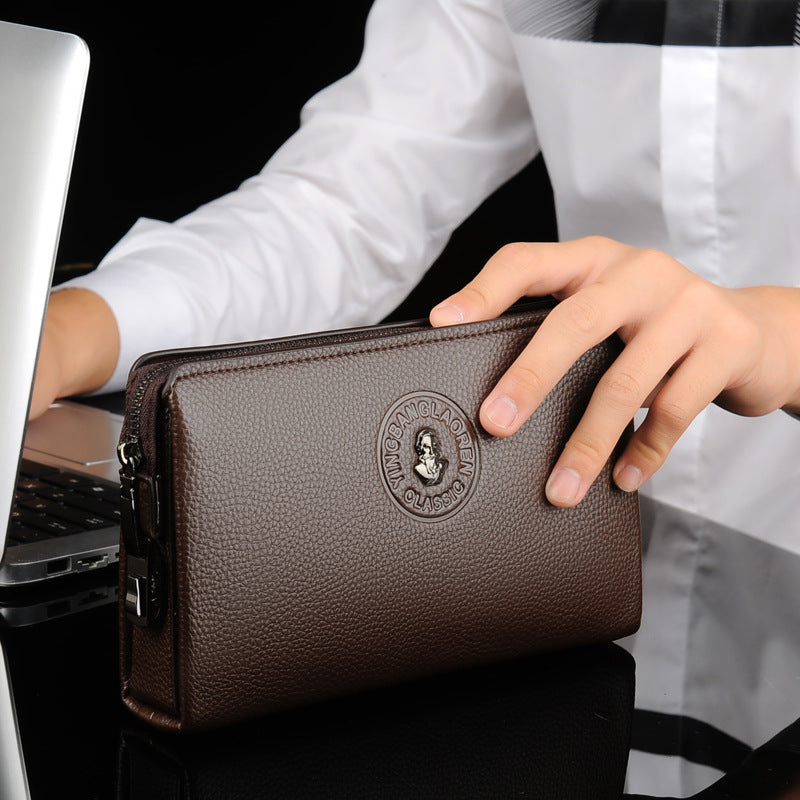 Men's Large Capacity Clutch Business Soft Leather Men's Handbags