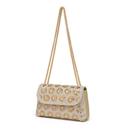 Women's Diamond Party Dinner Fashion Sunflower Shiny Shoulder Bags