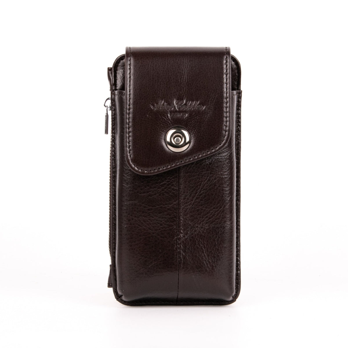Men's Leather Zipper Hidden Mobile Hanging Genuine Phone Bags