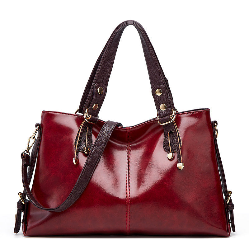 Women's Large Capacity Soft Leather Portable Commuting Shoulder Bags
