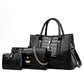 Women's Retro Twist Portable Three-piece Crocodile Pattern Crossbody Bags