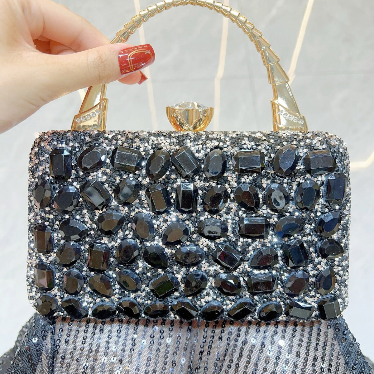 Women's Banquet Portable High-grade Full Diamond Shiny Handbags