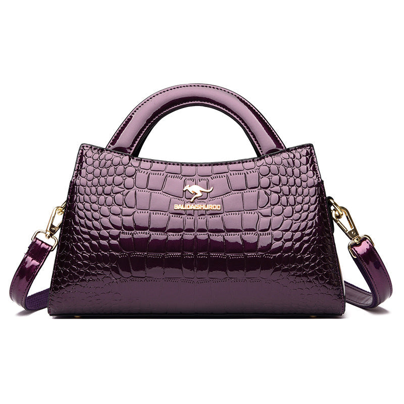 Women's Kangaroo Classic Patent Leather Crocodile Pattern Handbags