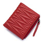 Women's Embroidered Folding Short Sheepskin Large Capacity Ladies Wallets