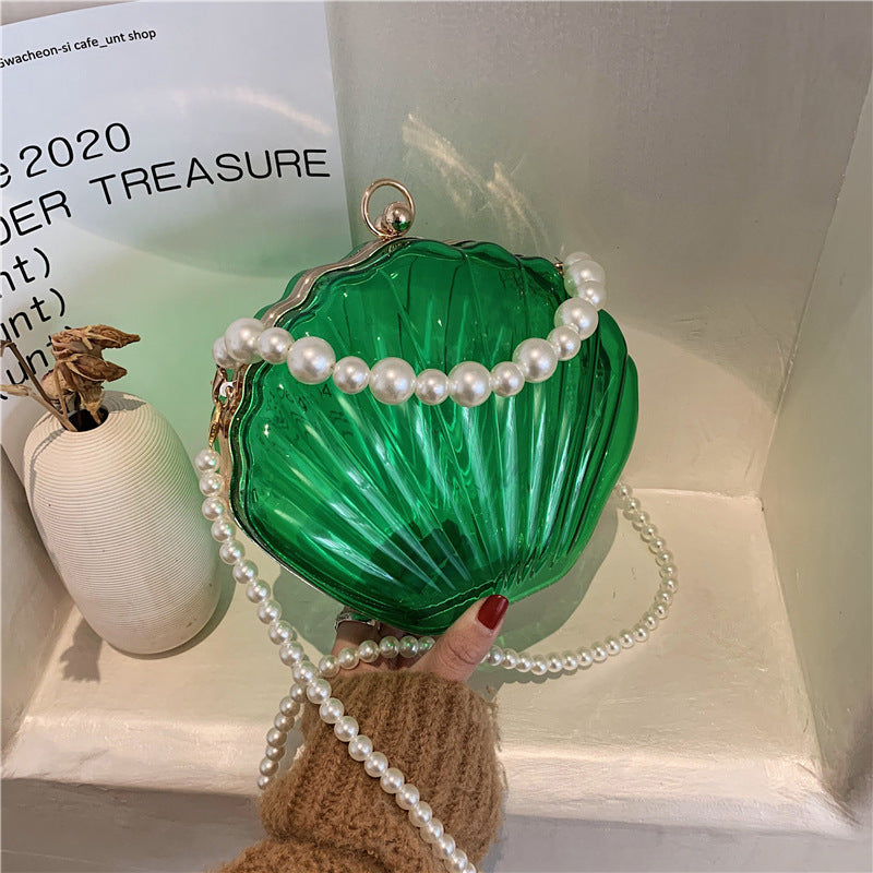 Beaded Clip Shell Pearl Chain Acrylic Shoulder Bags