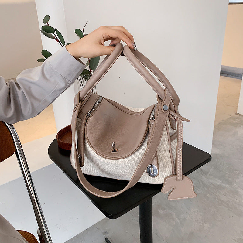 Women's Canvas Contrast Color Hand Holding Pillow Design Crossbody Bags