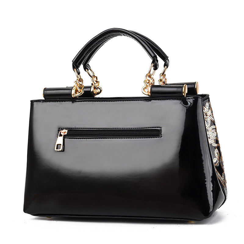 Women's Fashion Embroidery Large Capacity Bright Leather Shoulder Bags