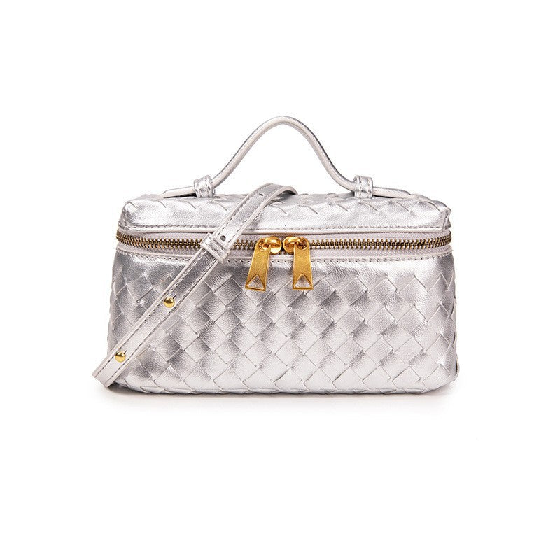 Popular Lunch Box Hand-woven Zipper Trendy Shoulder Bags