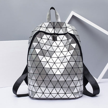 Women's Geometric Luminous Sequined Unisex Rhombus Preppy Backpacks