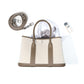 Women's Layer Cowhide Large Capacity Canvas Contrast Color Handbags