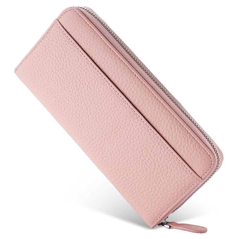 Women's Genuine Leather Long Zipper Clutch Ladies Wallets