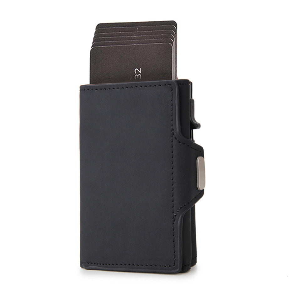 Men's Side Push Metal Shield Swiping Men's Wallets