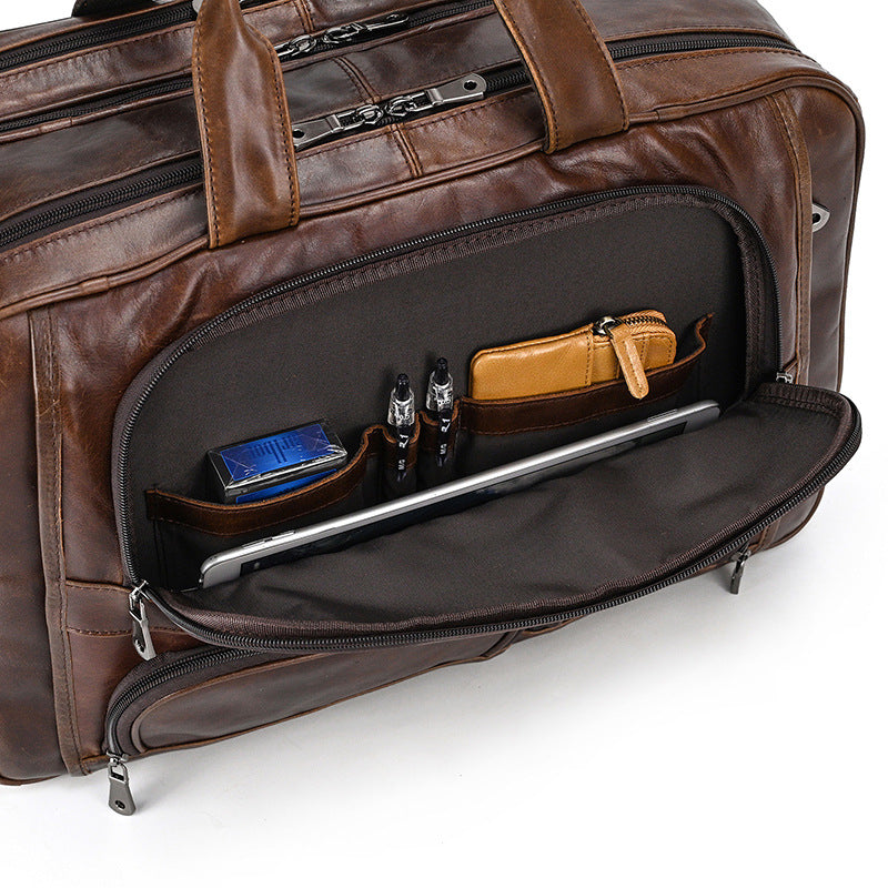 Men's Capacity Business Cowhide Brown Black Commuter Men's Briefcases