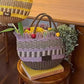 Basket Tassel Wooden Bead Decoration Cute Handbags