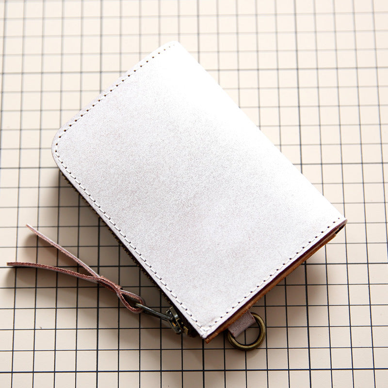Men's Tanned Leather Cowhide Genuine Short Zipper Men's Wallets