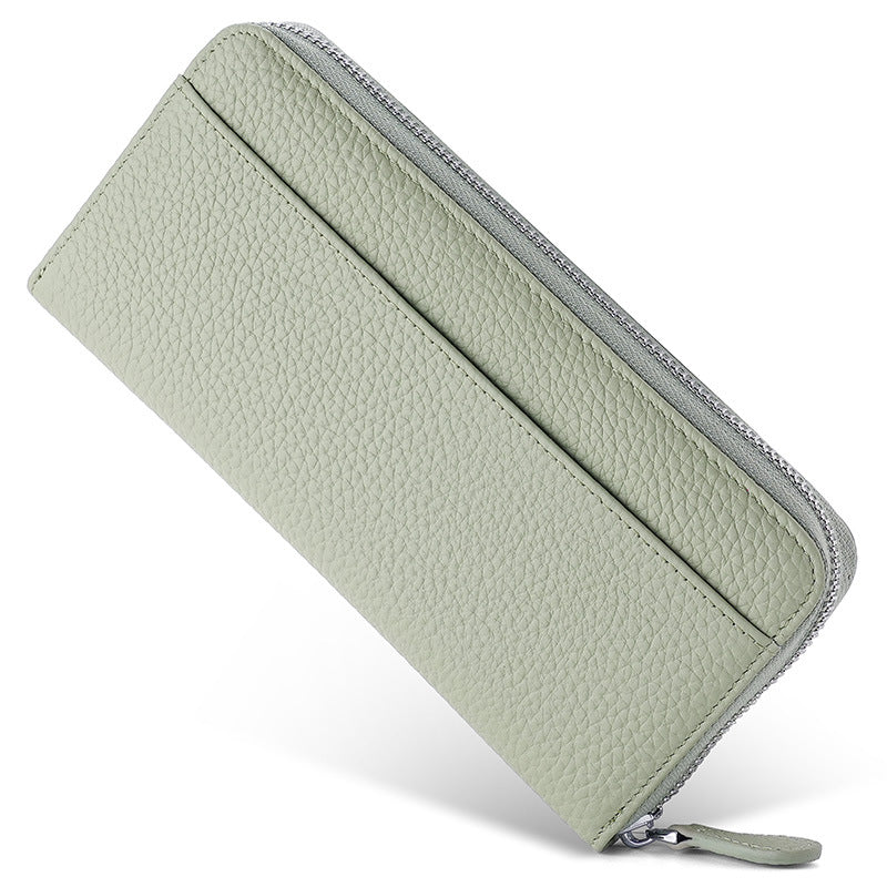 Women's Genuine Leather Long Zipper Clutch Ladies Wallets