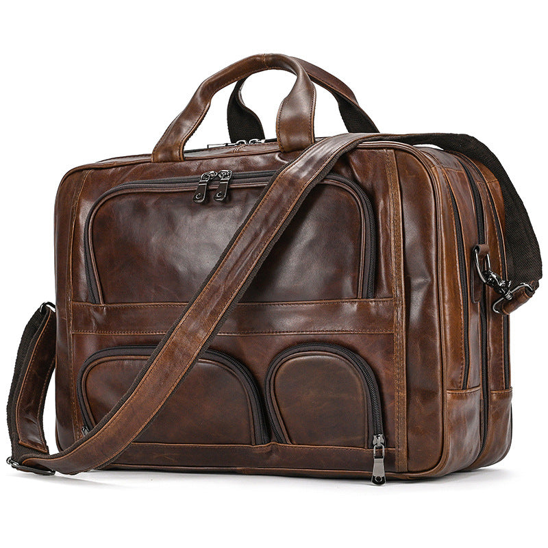 Men's Capacity Business Cowhide Brown Black Commuter Men's Briefcases