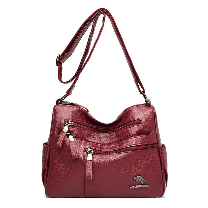 Women's Mom Soft Leather Versatile Large Capacity Crossbody Bags