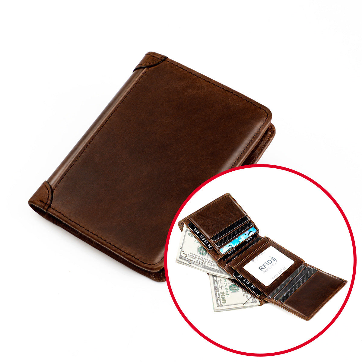 Men's Cowhide Multiple Slots Genuine Leather Cover Men's Wallets