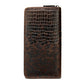 Men's Crocodile Pattern Cowhide Long Swiping Clutch Men's Wallets