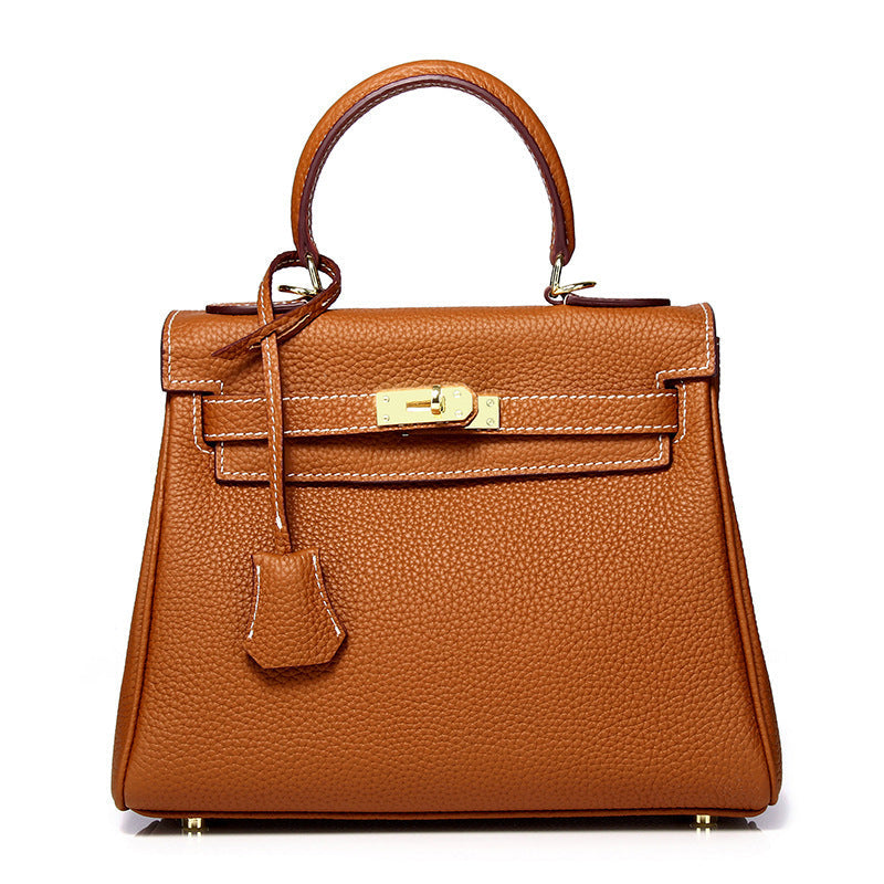 Women's High-grade Fashionable Genuine Leather Handmade Kelly First Layer Handbags