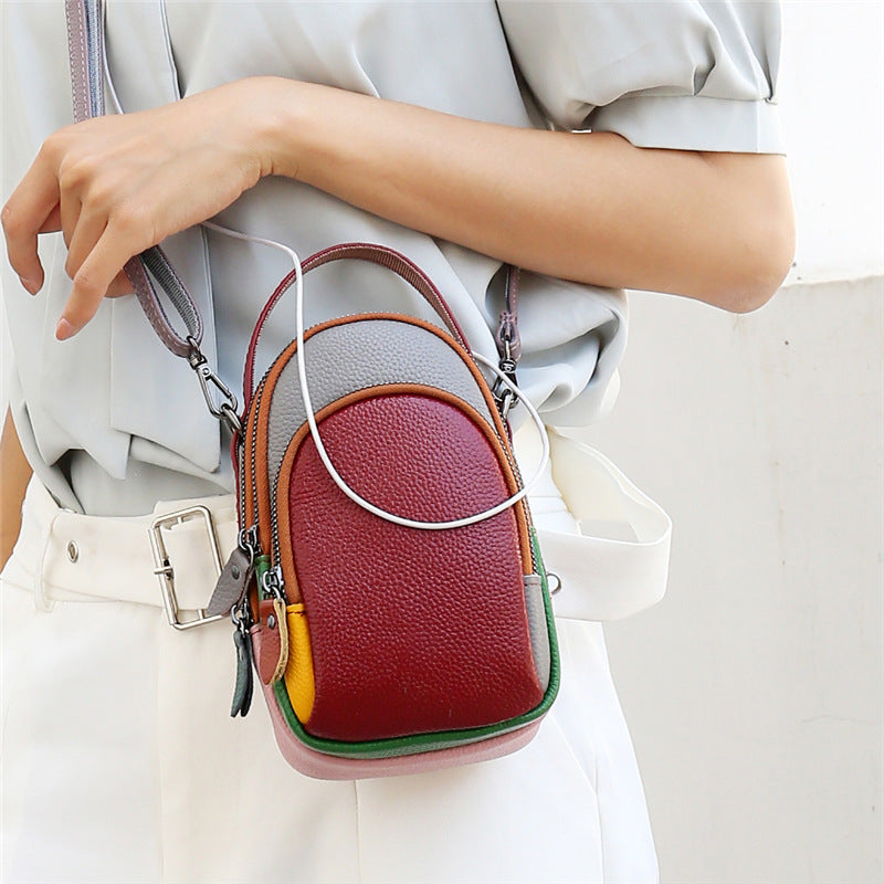 Women's Leather Hand-held First Layer Cowhide Phone Bags