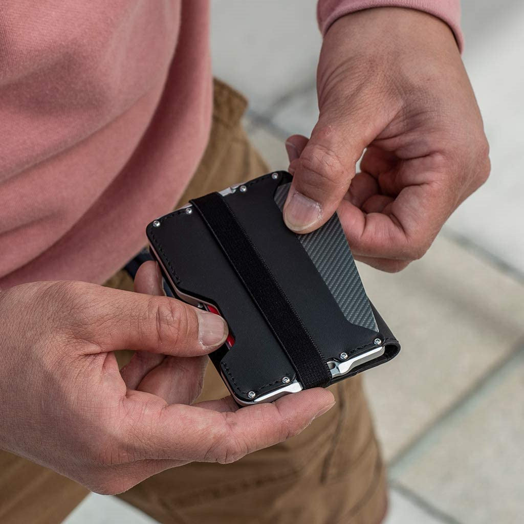 Men's Swiping Aluminum Alloy 2 Fold Leather Men's Wallets