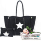 Leopard Print Printed Black Portable Beach Shoulder Bags