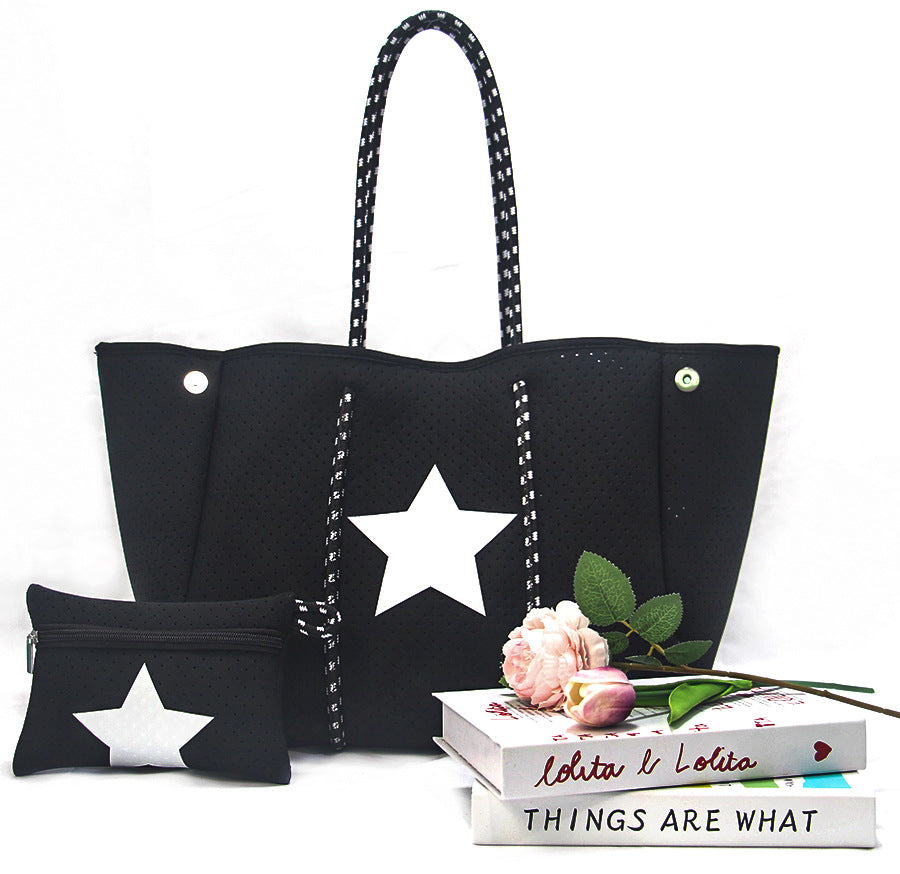 Leopard Print Printed Black Portable Beach Shoulder Bags
