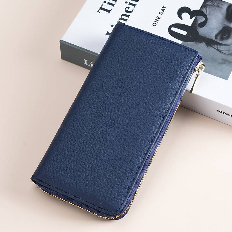 Women's Genuine Leather Long Zipper Fashion Clutch Ladies Wallets
