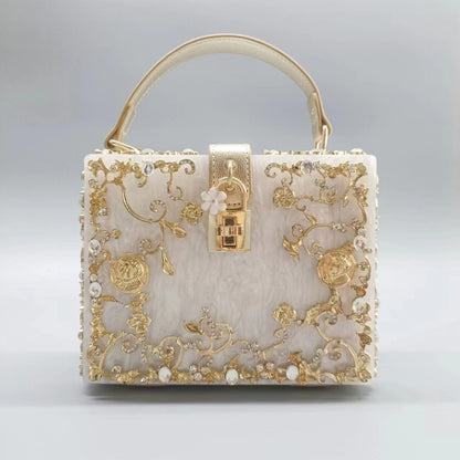 Women's Clearance Acrylic Hollow Metal Carved Diamond Evening Bags