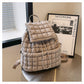 Women's Commuter Large Capacity Lightweight Fluffy Plaid Backpacks