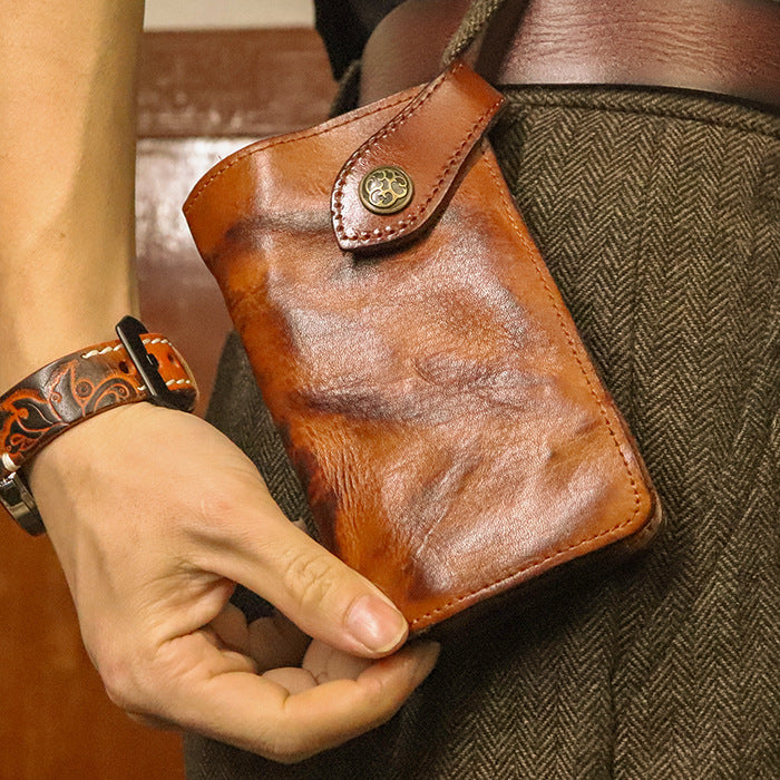 Men's Classy Long Handmade Wrinkle Style Men's Wallets