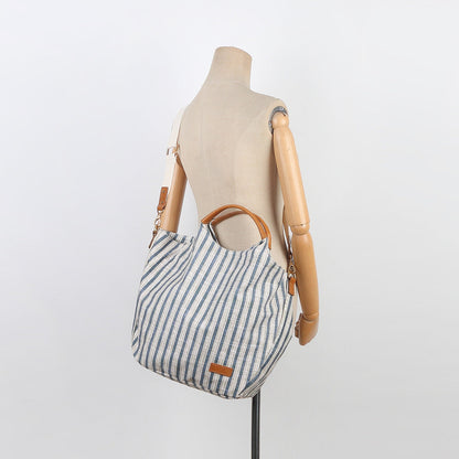 Women's Korean Style Artistic Simple Striped Canvas Handbags