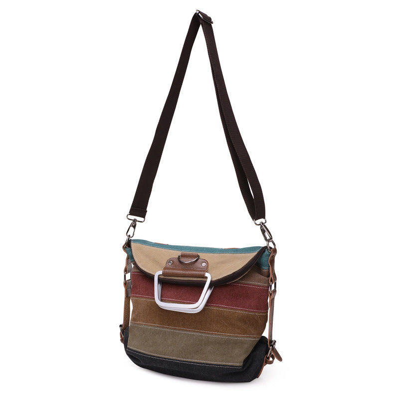 Women's Contrast Color Korean Style Canvas Large Crossbody Bags