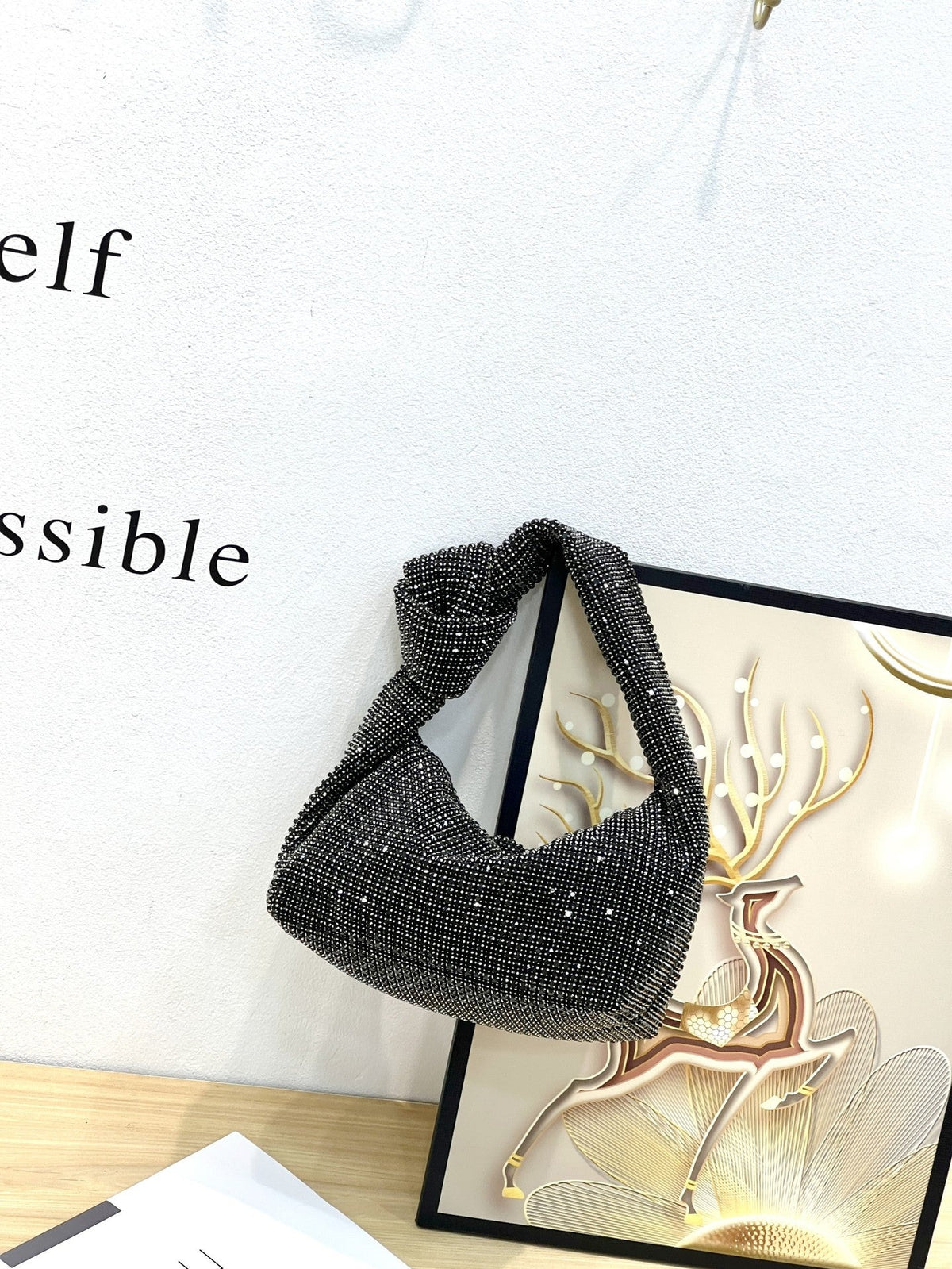 Women's Full Diamond Hot Rhinestone King Dinner Shoulder Bags