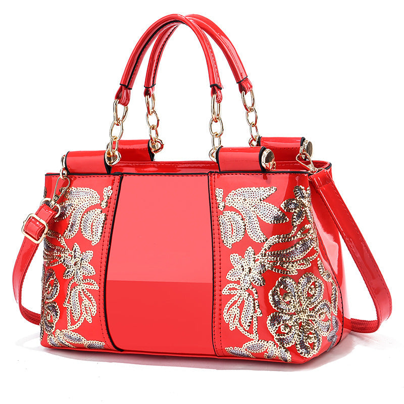 Women's Commuter Shaping Fashion Bright Leather Handbags