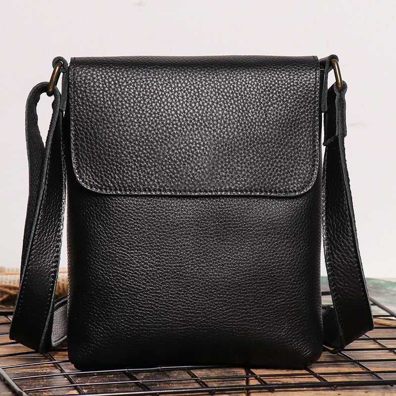 Men's Retro Crazy Horse Leather Simple Large Shoulder Bags